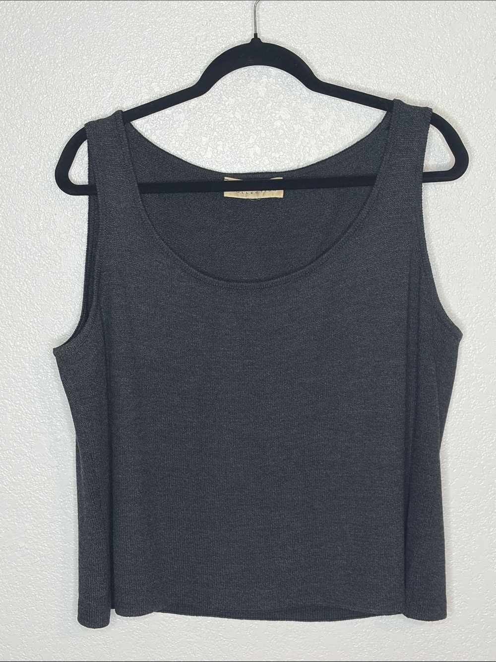 St John Collection Charcoal Gray Santana Knit Scoop Neck Tank Size XL Minimalist
